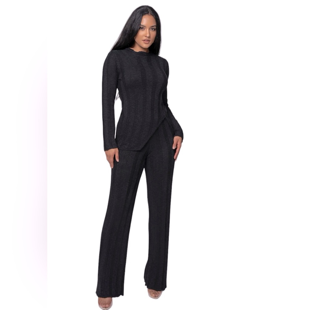 JLUX LABEL two piece set in BLACK TAKE A CHANCE RIBBED PANT SET | XL | NWT